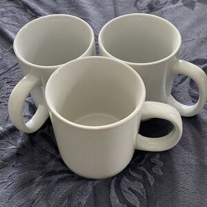 Set of 3 Extra Large White Coffee Mugs